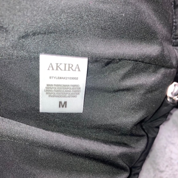 Akira Cropped Puffer Jacket Women Medium Hooded Black White Color Block Coat - Picture 8 of 14